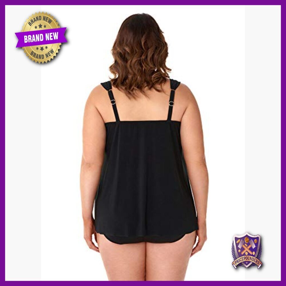 Plus Size Tankini Top with Underwire Support, Adjustable Straps, UPF 15 - Picture 2 of 6